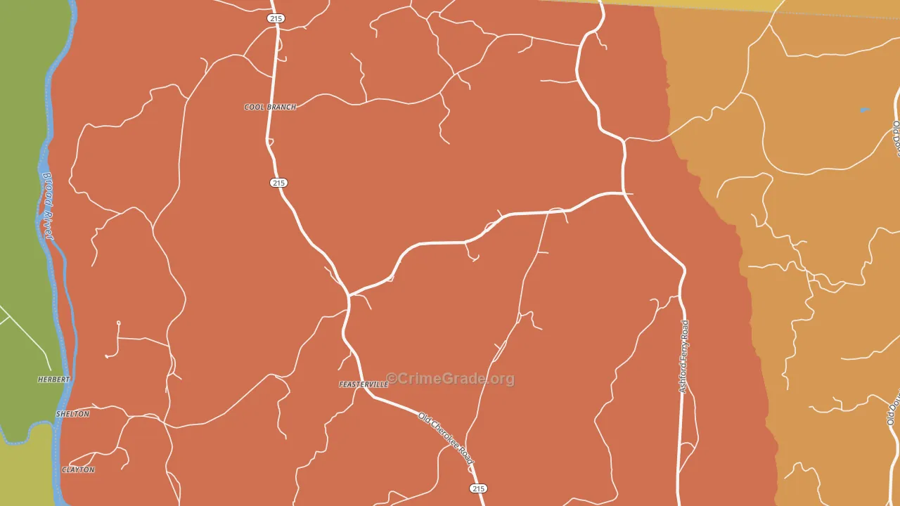 Shelton, SC Map of Vehicle Theft Rates