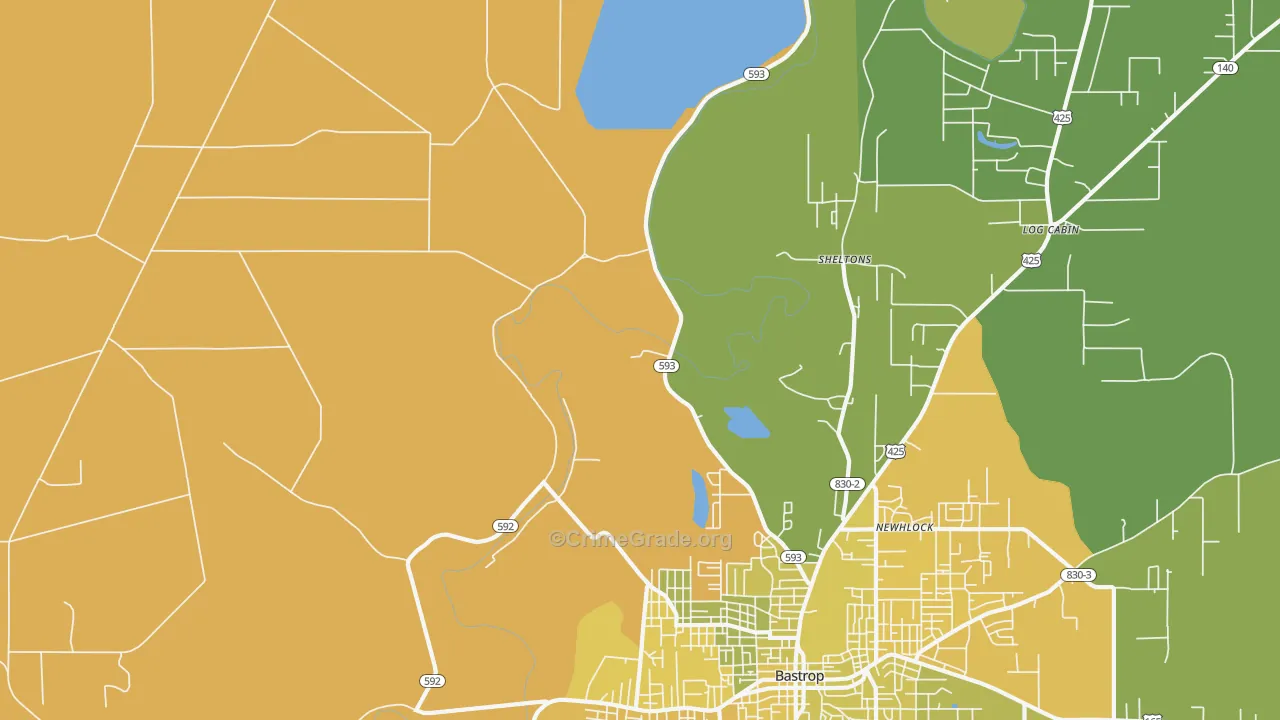 Sheltons, LA Map of Vehicle Theft Rates
