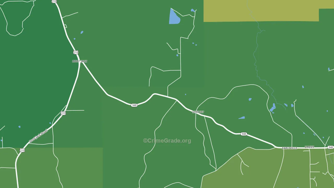 Shelvey, PA Map of Vehicle Theft Rates