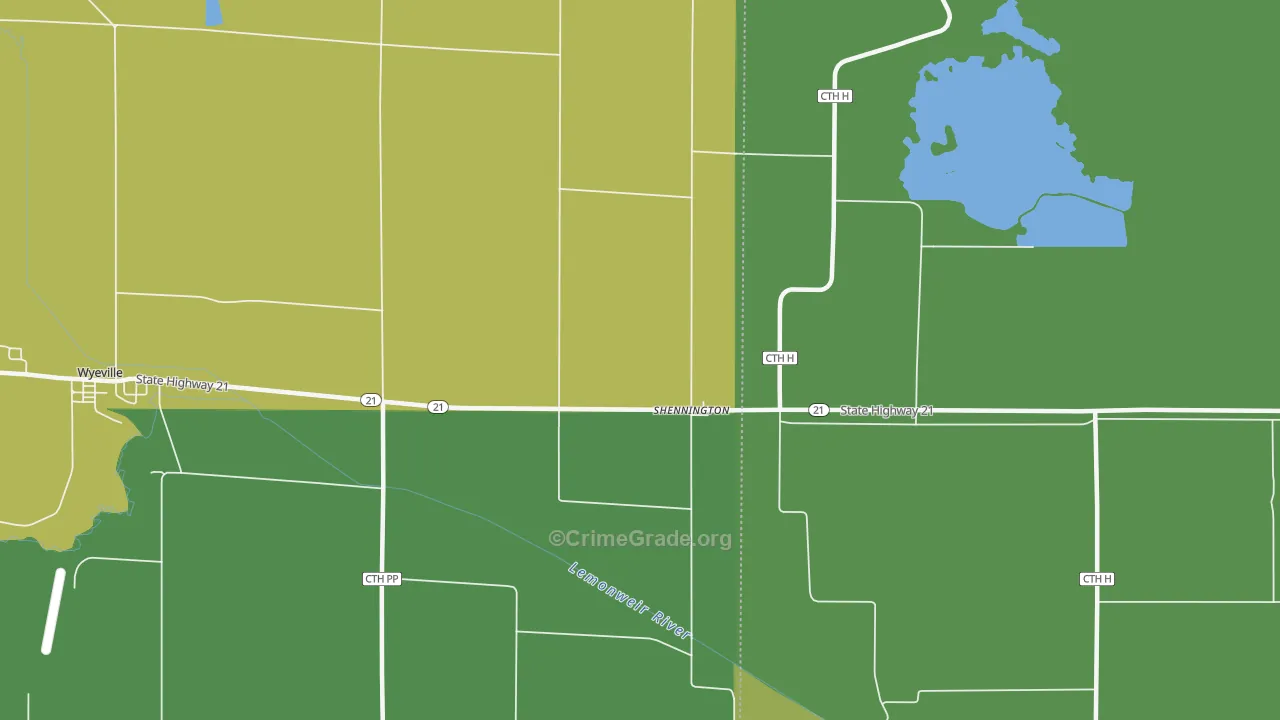 Shennington, WI Map of Vehicle Theft Rates