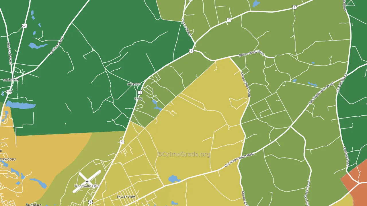 Shepard, SC Map of Vehicle Theft Rates