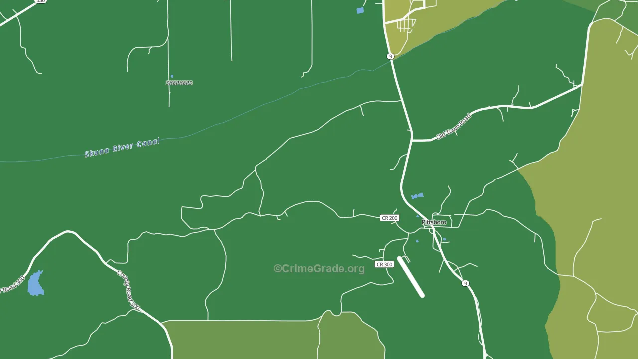 Shepherd, MS Map of Vehicle Theft Rates