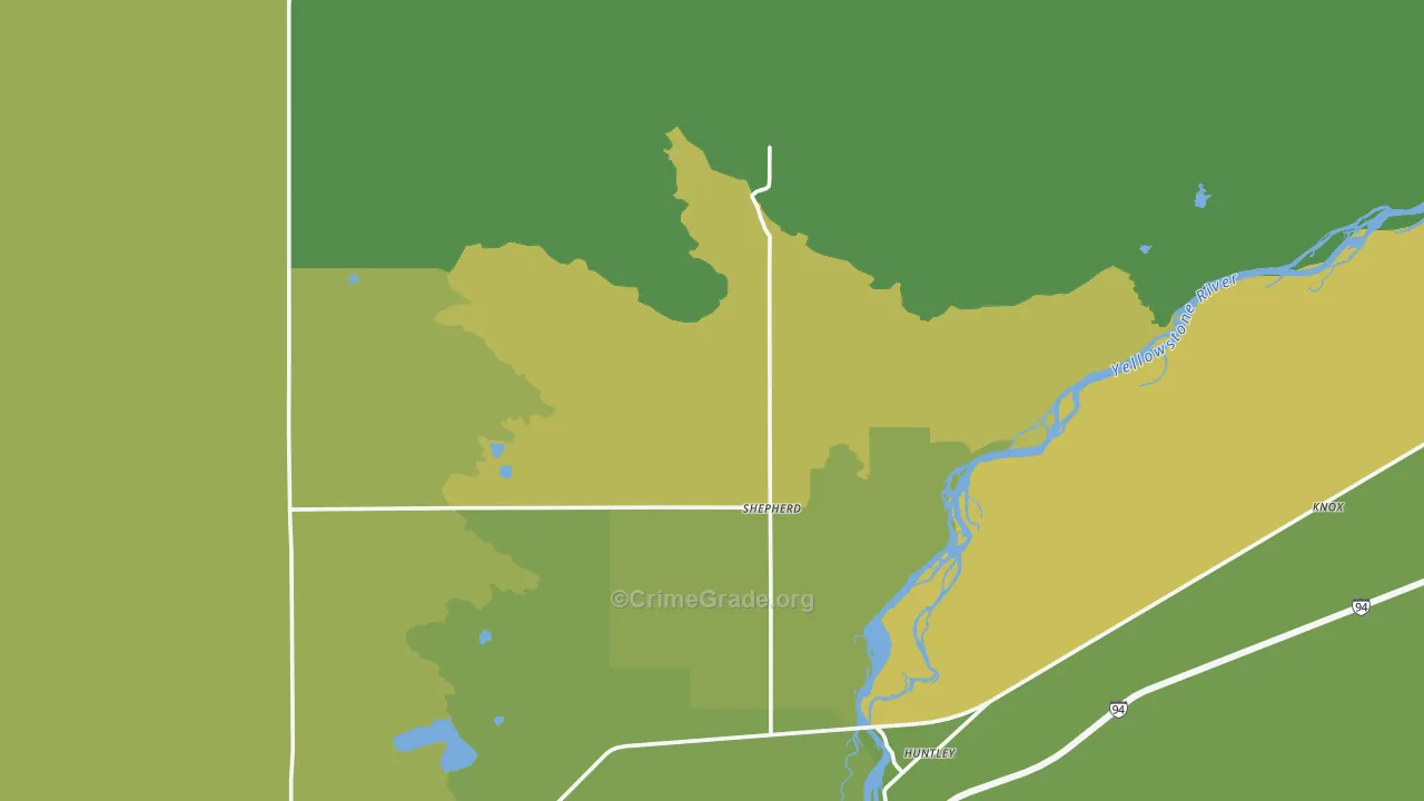 Shepherd, MT Map of Vehicle Theft Rates