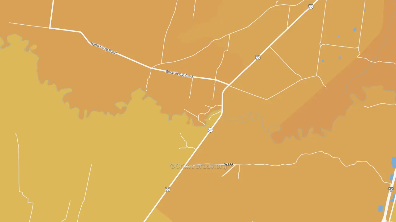 Shepp, TN Map of Vehicle Theft Rates
