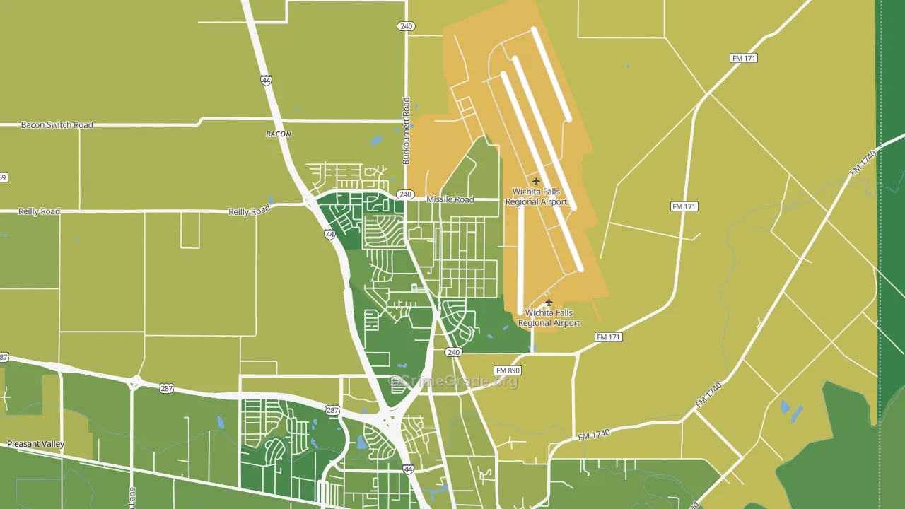 Sheppard Afb, TX Map of Vehicle Theft Rates