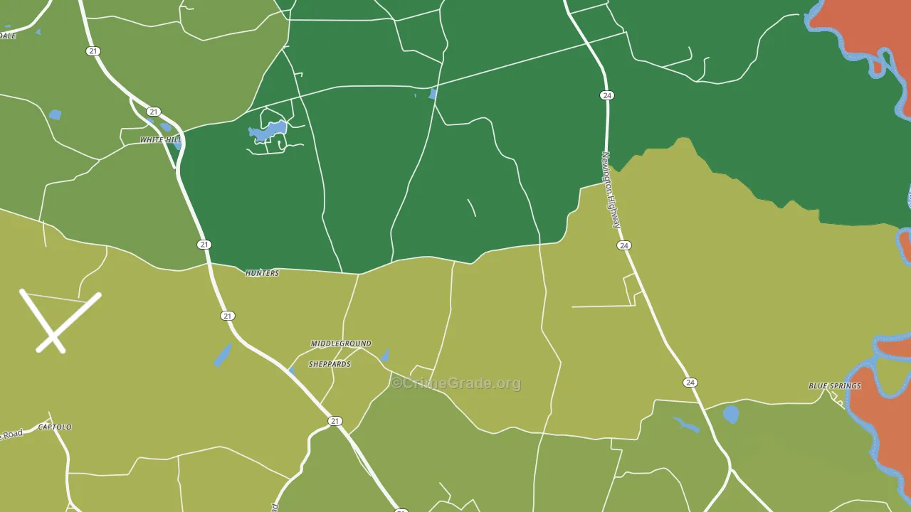 Sheppards, GA Map of Vehicle Theft Rates