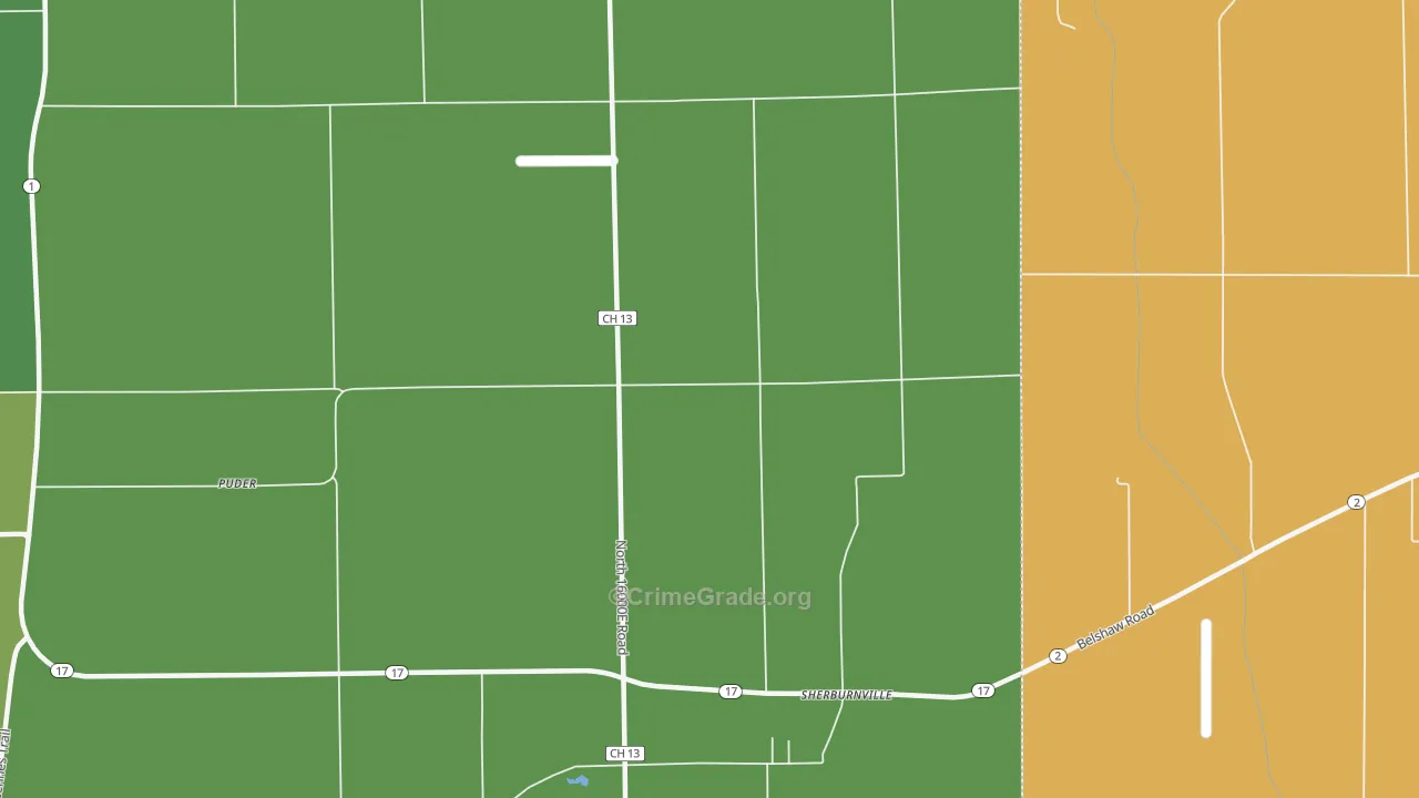 Sherburnville, IL Map of Vehicle Theft Rates