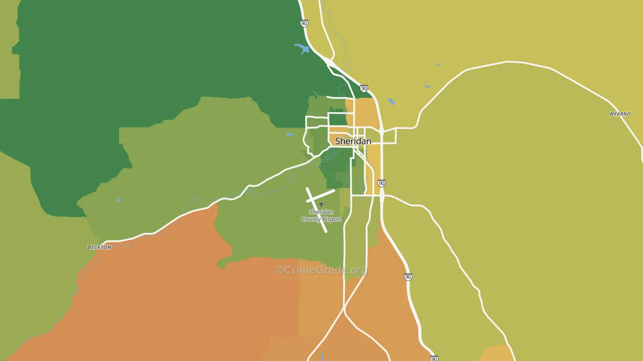 Sheridan County, WY Map of Vehicle Theft Rates