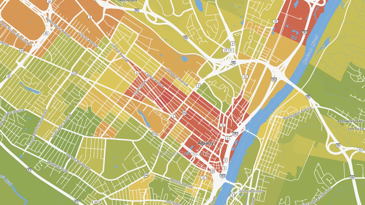 Sheridan Hollow, Albany, NY Map of Vehicle Theft Rates