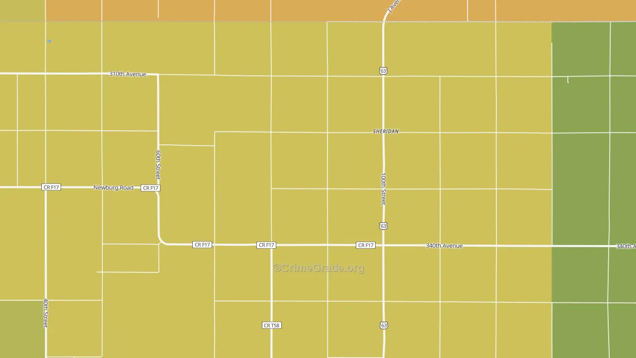 Sheridan, IA Map of Vehicle Theft Rates