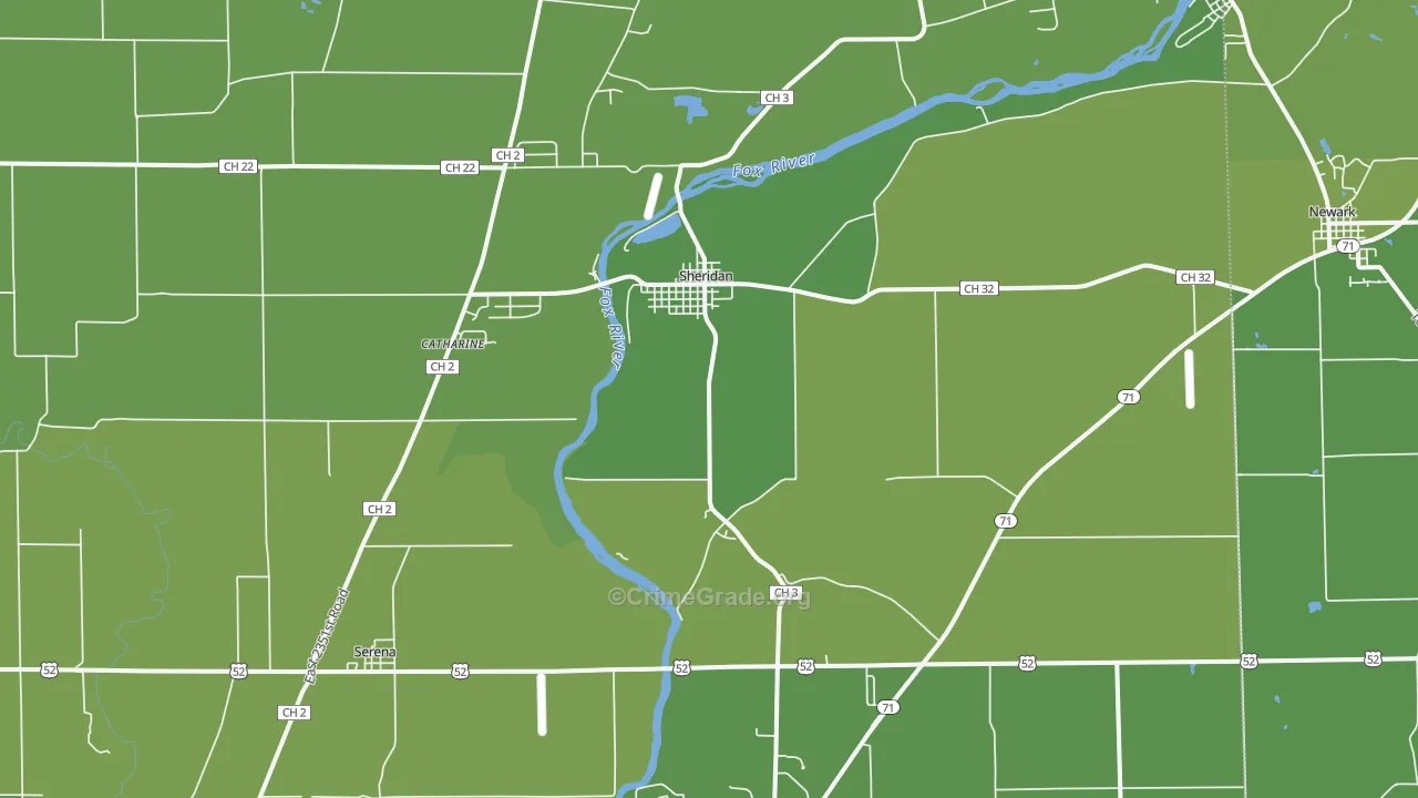 Sheridan, IL Map of Vehicle Theft Rates