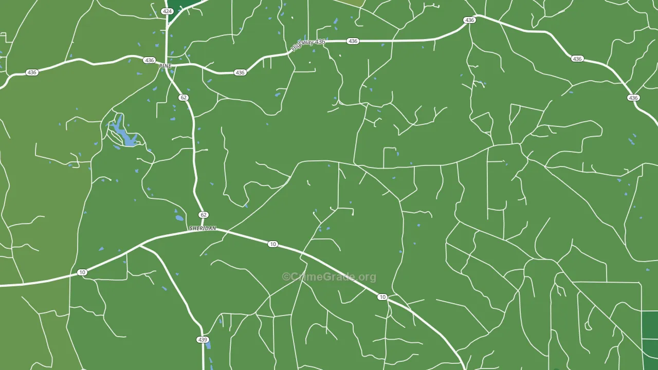 Sheridan, LA Map of Vehicle Theft Rates