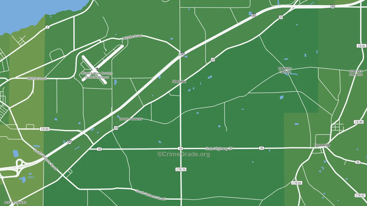 Sheridan, NY Map of Vehicle Theft Rates