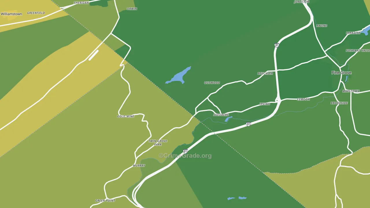 Sheridan, PA Map of Vehicle Theft Rates