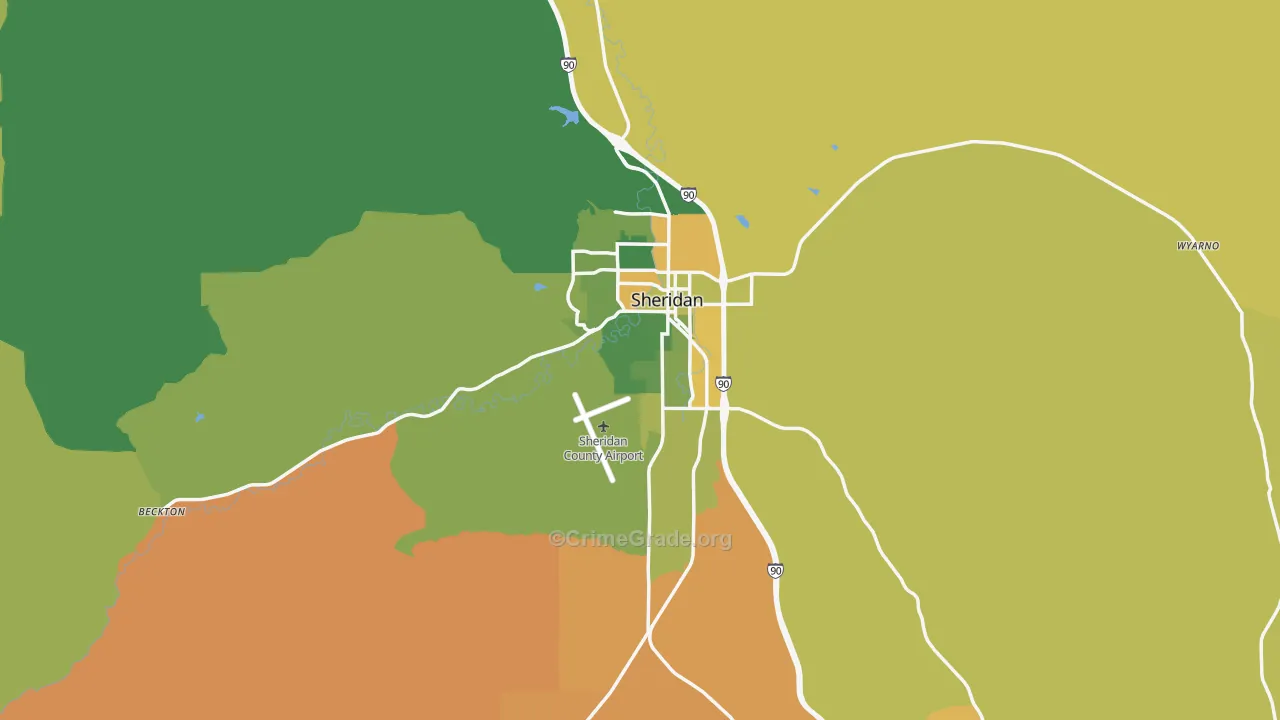 Sheridan, WY Map of Vehicle Theft Rates
