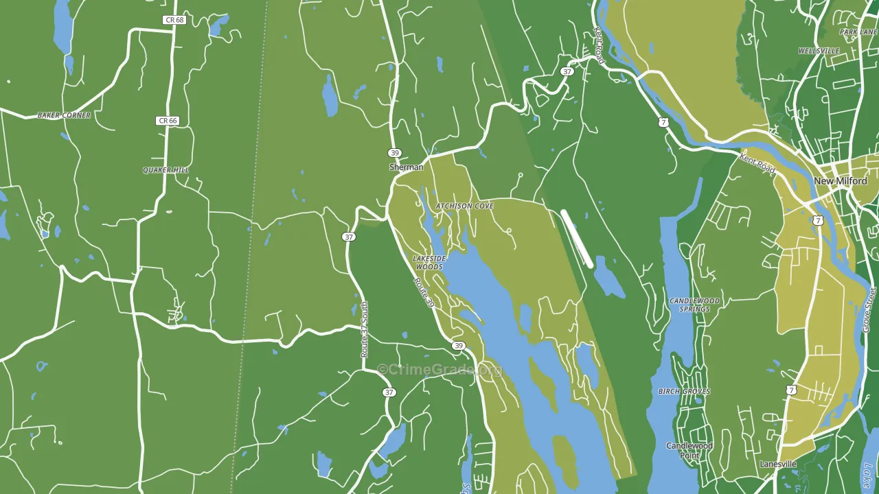 Sherman, CT Map of Vehicle Theft Rates