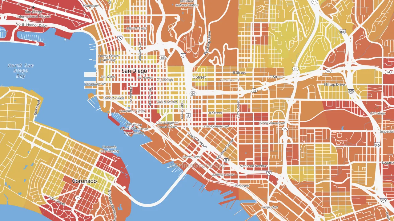 Sherman Heights, San Diego, CA Map of Vehicle Theft Rates