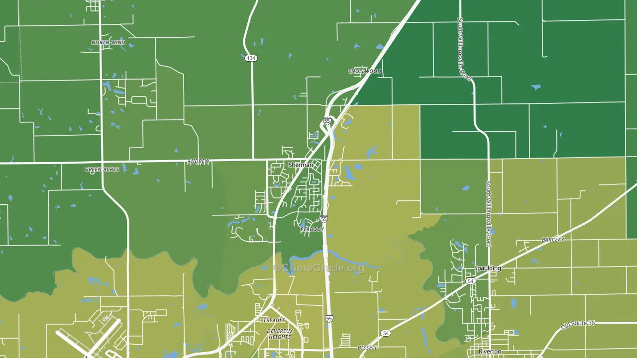 Sherman, IL Map of Vehicle Theft Rates
