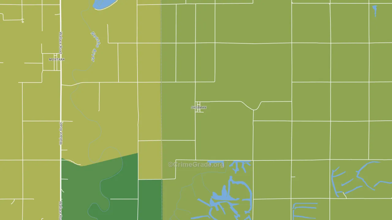 Sherman, KS Map of Vehicle Theft Rates