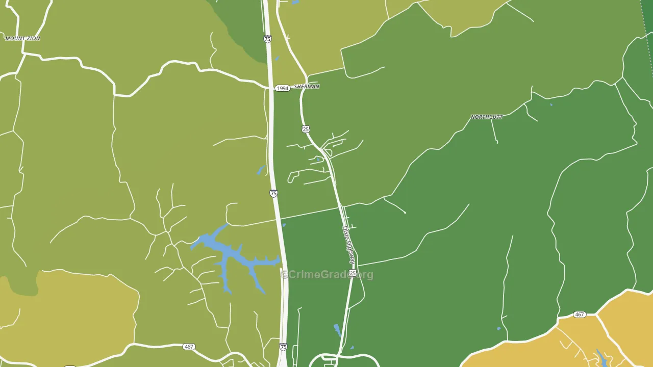 Sherman, KY Map of Vehicle Theft Rates