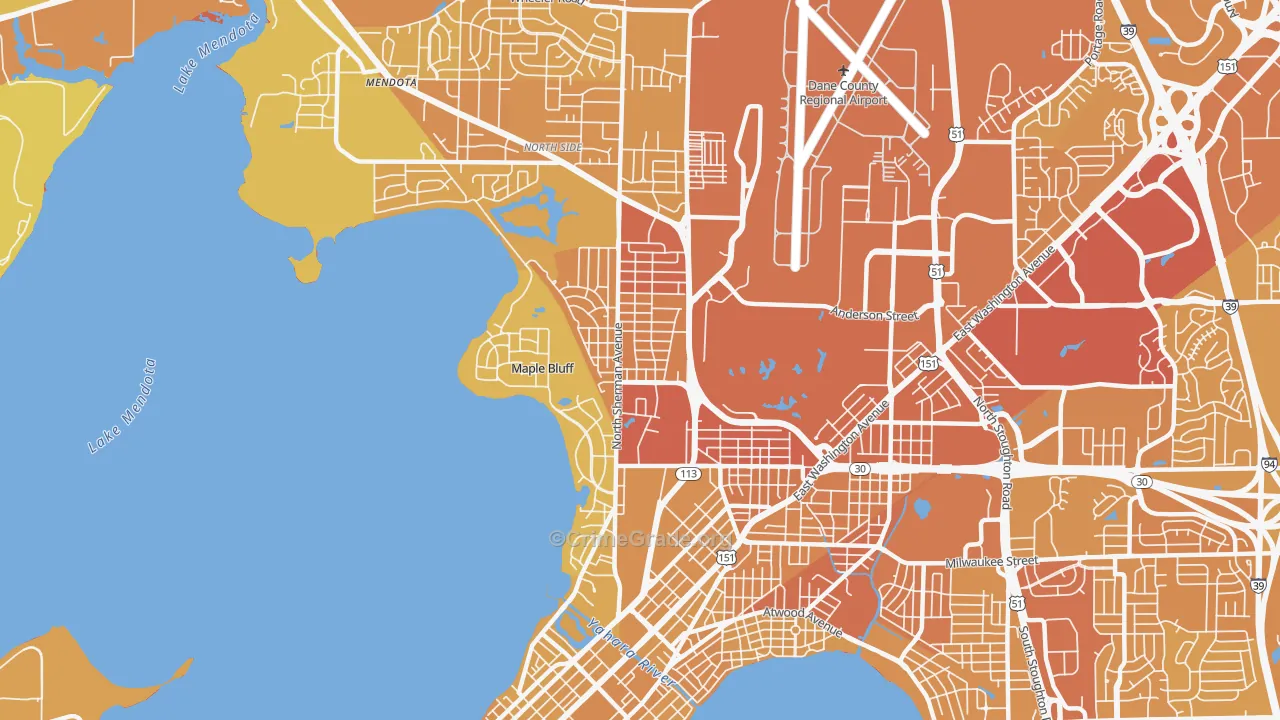 Sherman, Madison, WI Map of Vehicle Theft Rates