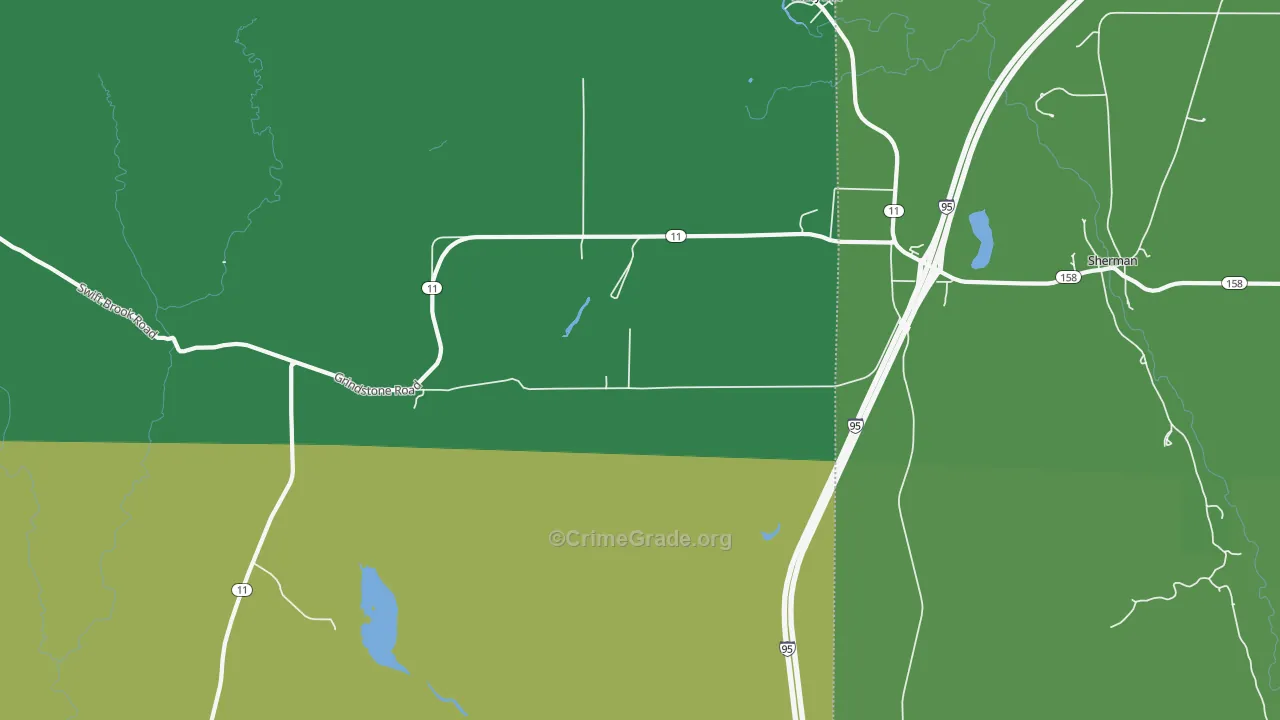 Sherman, ME Map of Vehicle Theft Rates