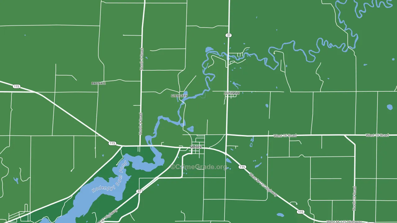 Sherman, MI Map of Vehicle Theft Rates