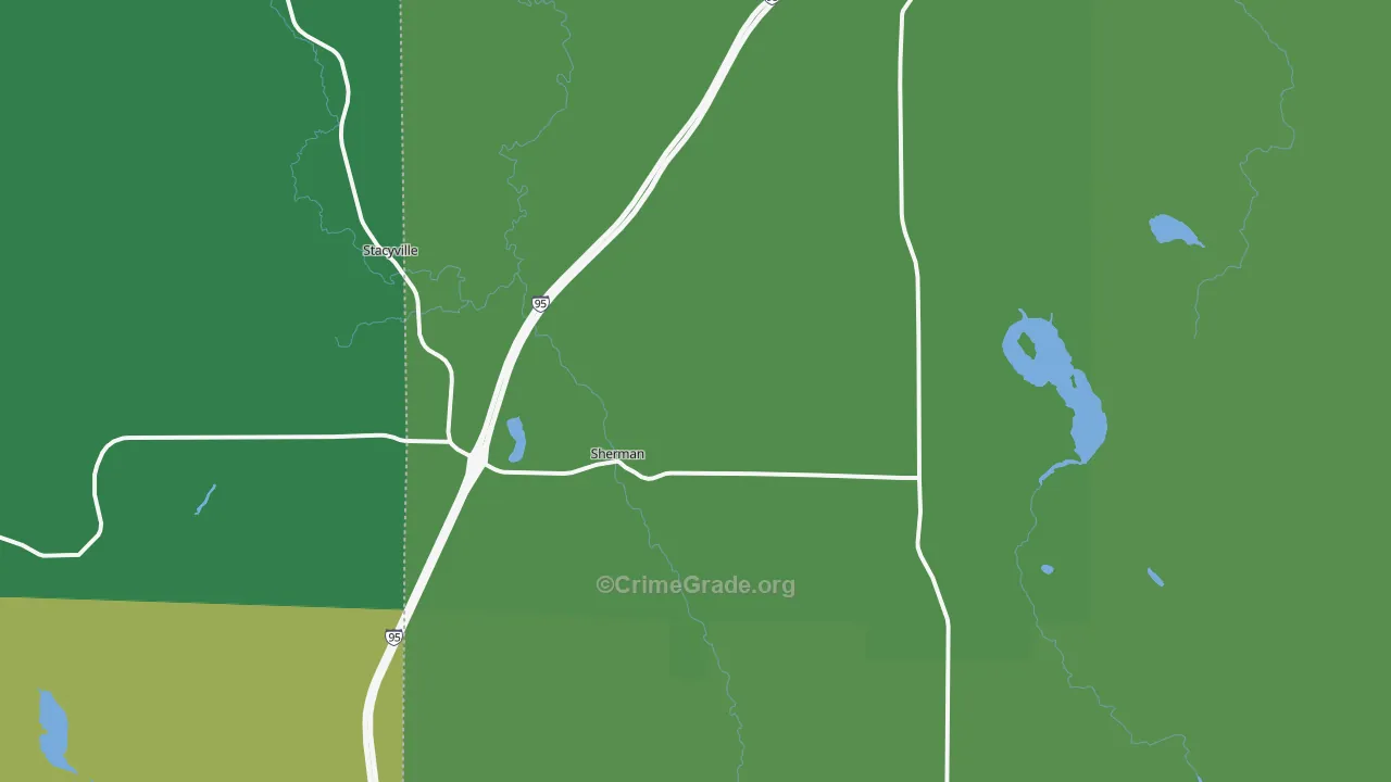 Sherman Mills, ME Map of Vehicle Theft Rates