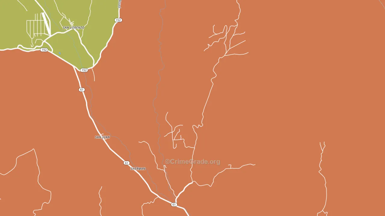 Sherman, NM Map of Vehicle Theft Rates