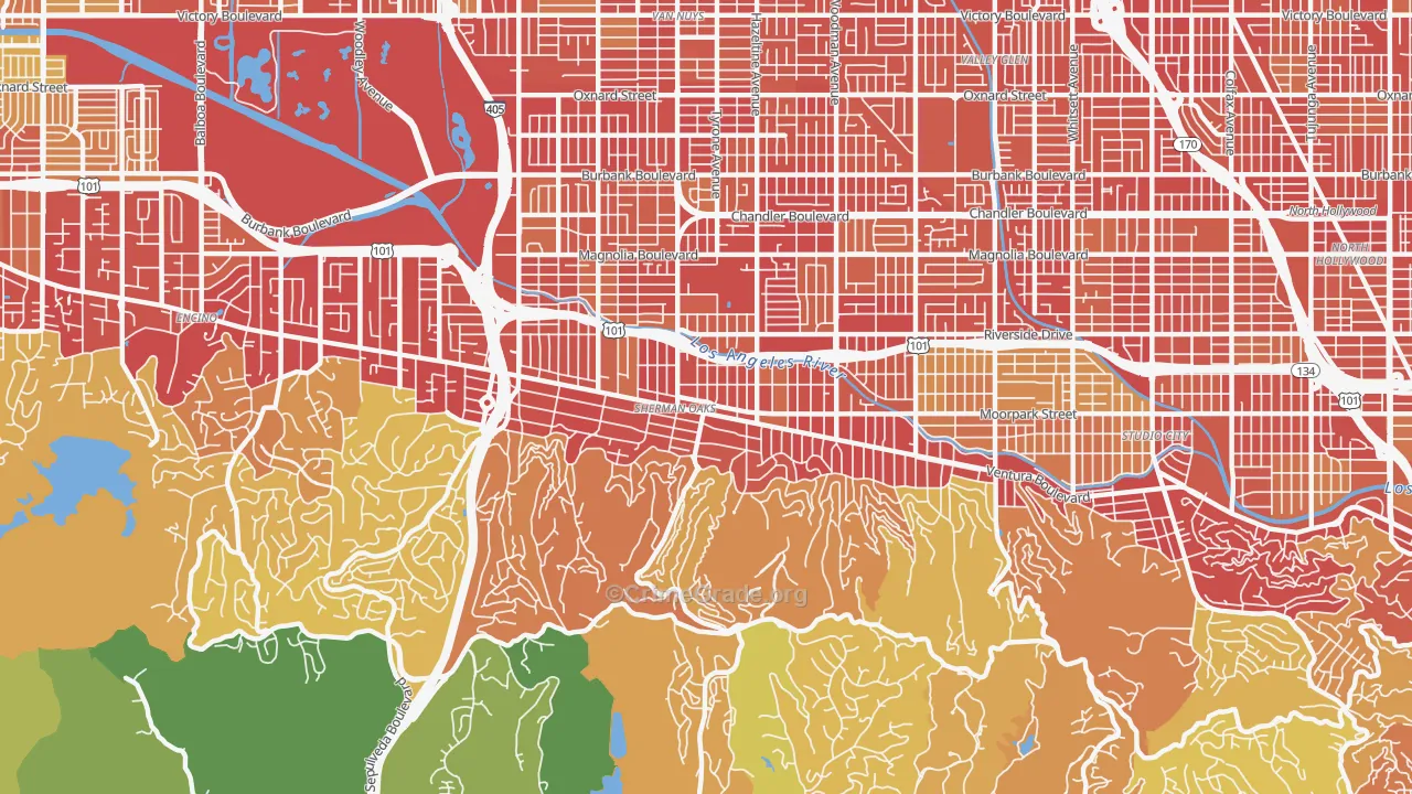 Sherman Oaks, CA Map of Vehicle Theft Rates