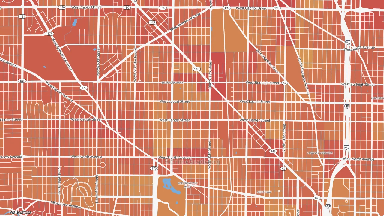 Sherman Park, Milwaukee, WI Map of Vehicle Theft Rates