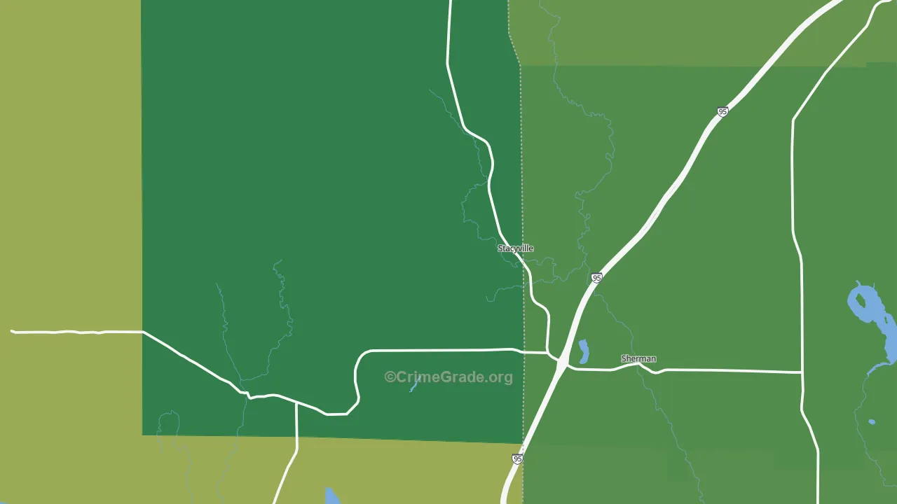 Sherman Station, ME Map of Vehicle Theft Rates