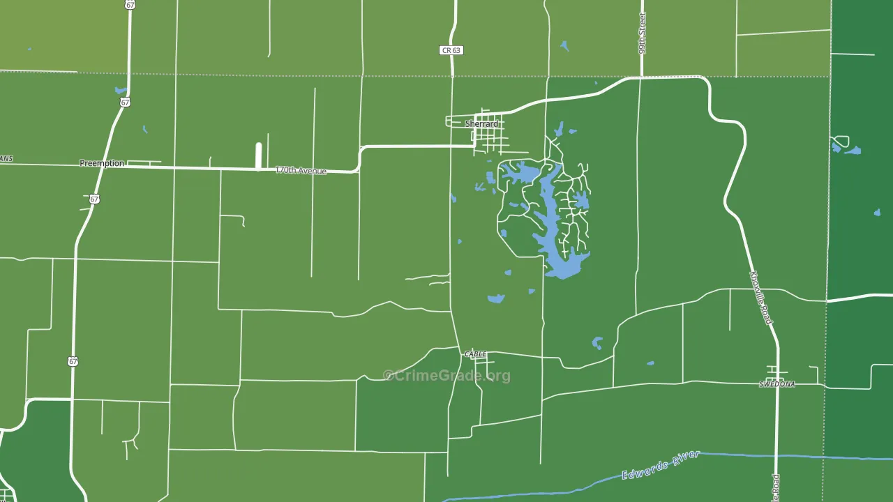 Sherrard, IL Map of Vehicle Theft Rates