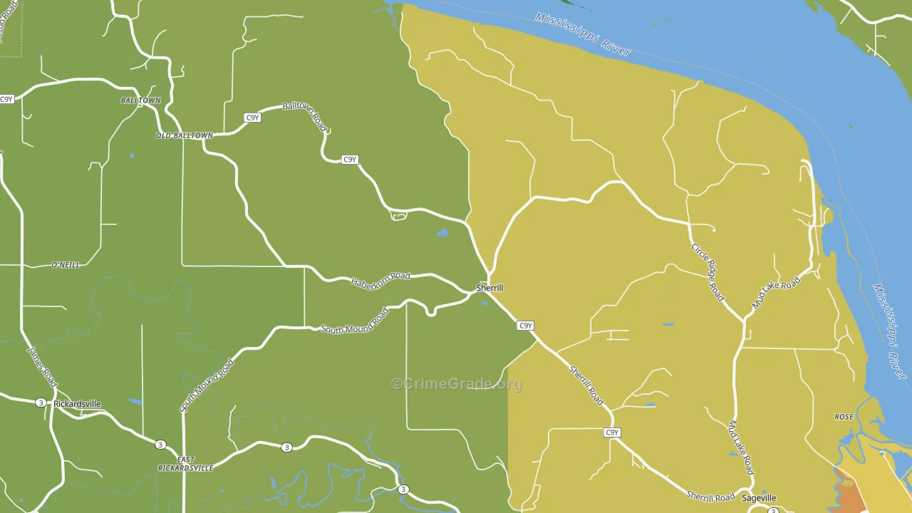 Sherrill, IA Map of Vehicle Theft Rates