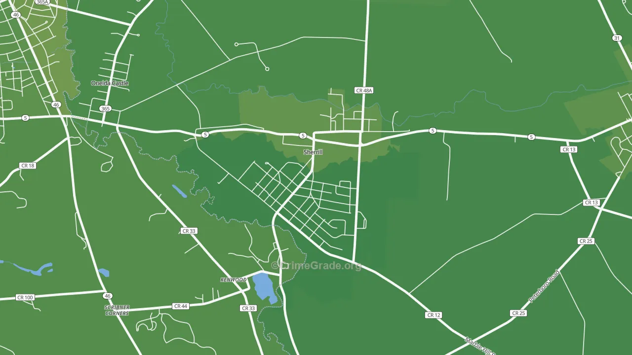 Sherrill, NY Map of Vehicle Theft Rates
