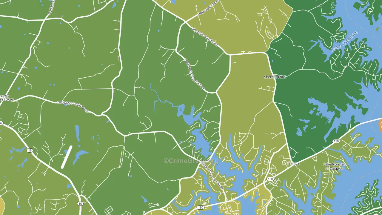 Sherrills Ford, NC Map of Vehicle Theft Rates