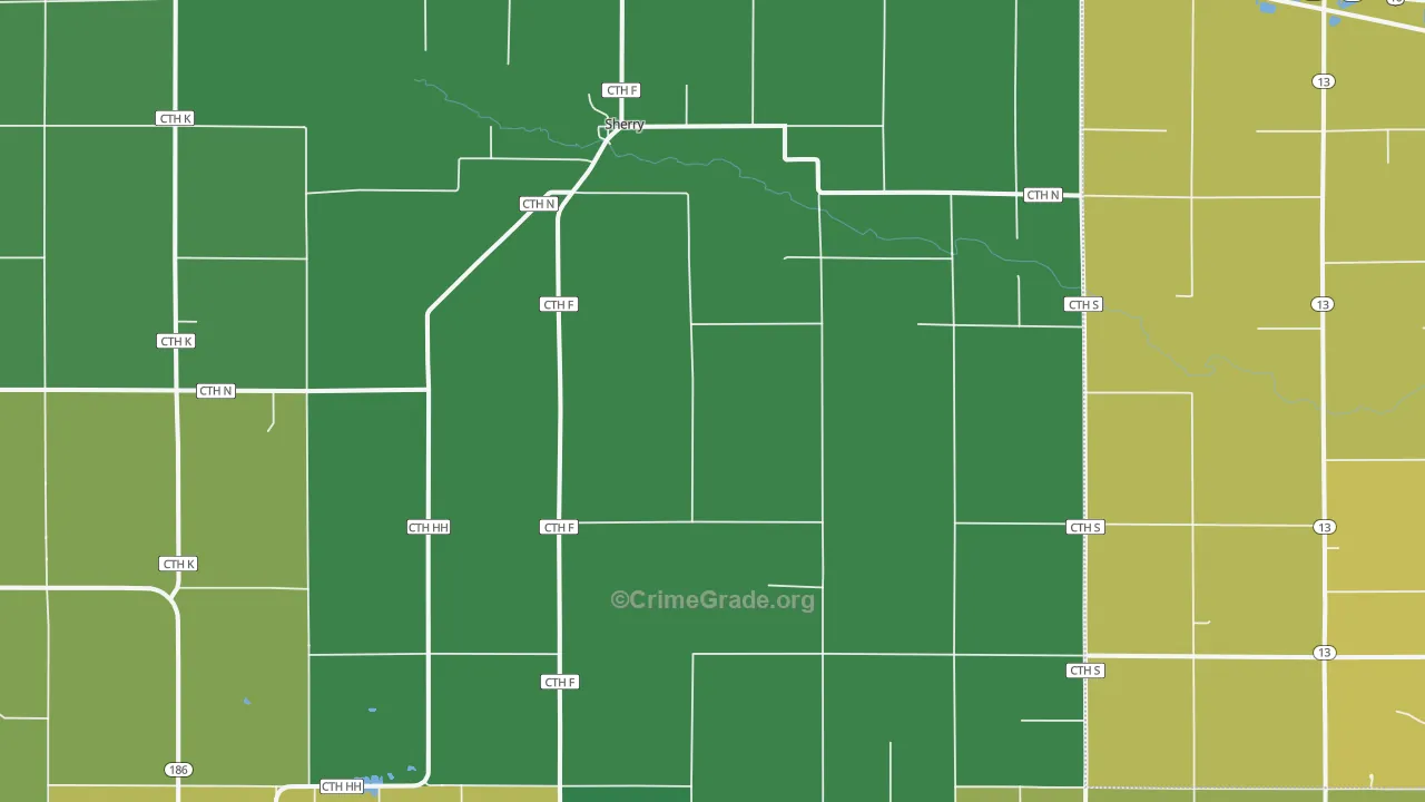 Sherry, WI Map of Vehicle Theft Rates