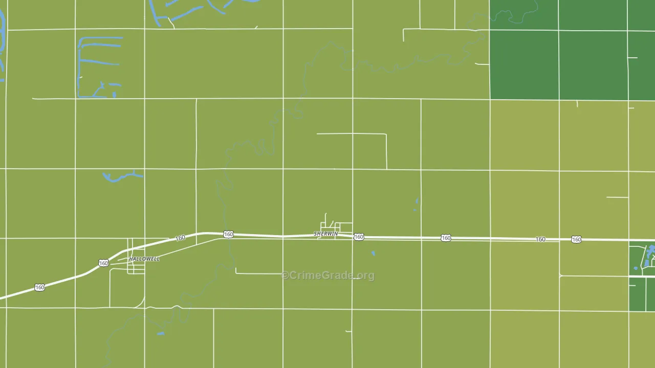 Sherwin, KS Map of Vehicle Theft Rates