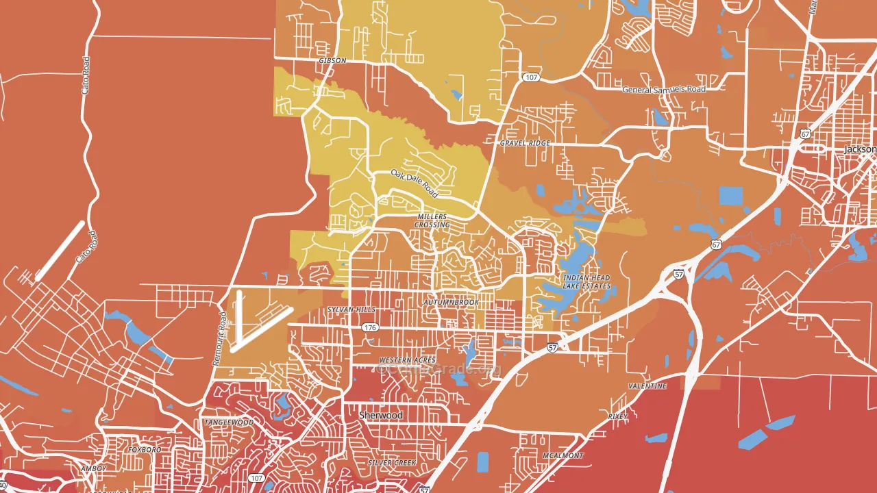 Sherwood, AR Map of Vehicle Theft Rates