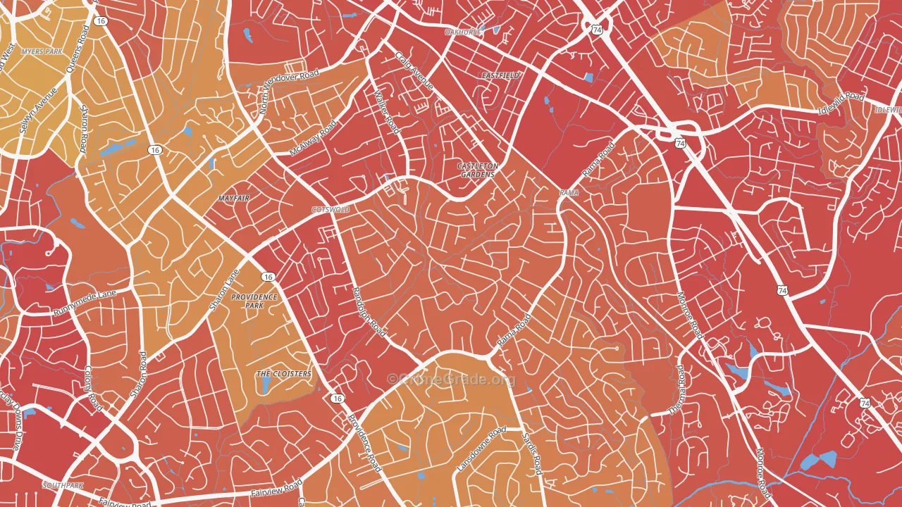 Sherwood Forest, Charlotte, NC Map of Vehicle Theft Rates