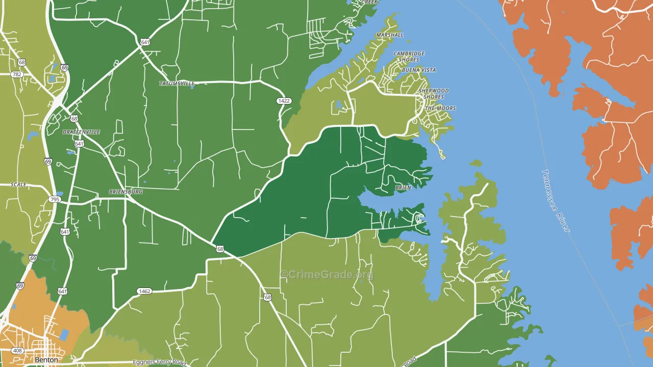 Sherwood Shores, KY Map of Vehicle Theft Rates