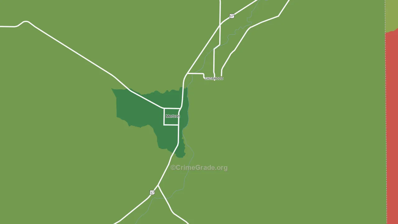 Sherwood, TX Map of Vehicle Theft Rates