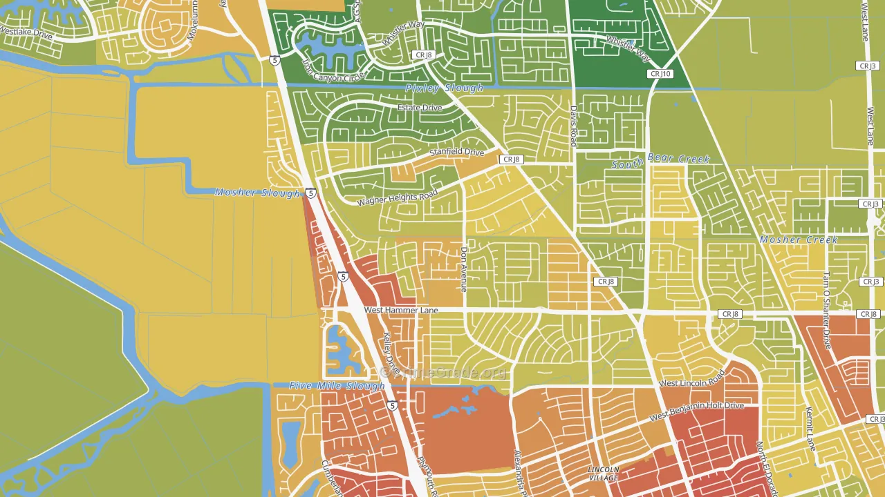 Sherwoods Manor, Stockton, CA Map of Vehicle Theft Rates