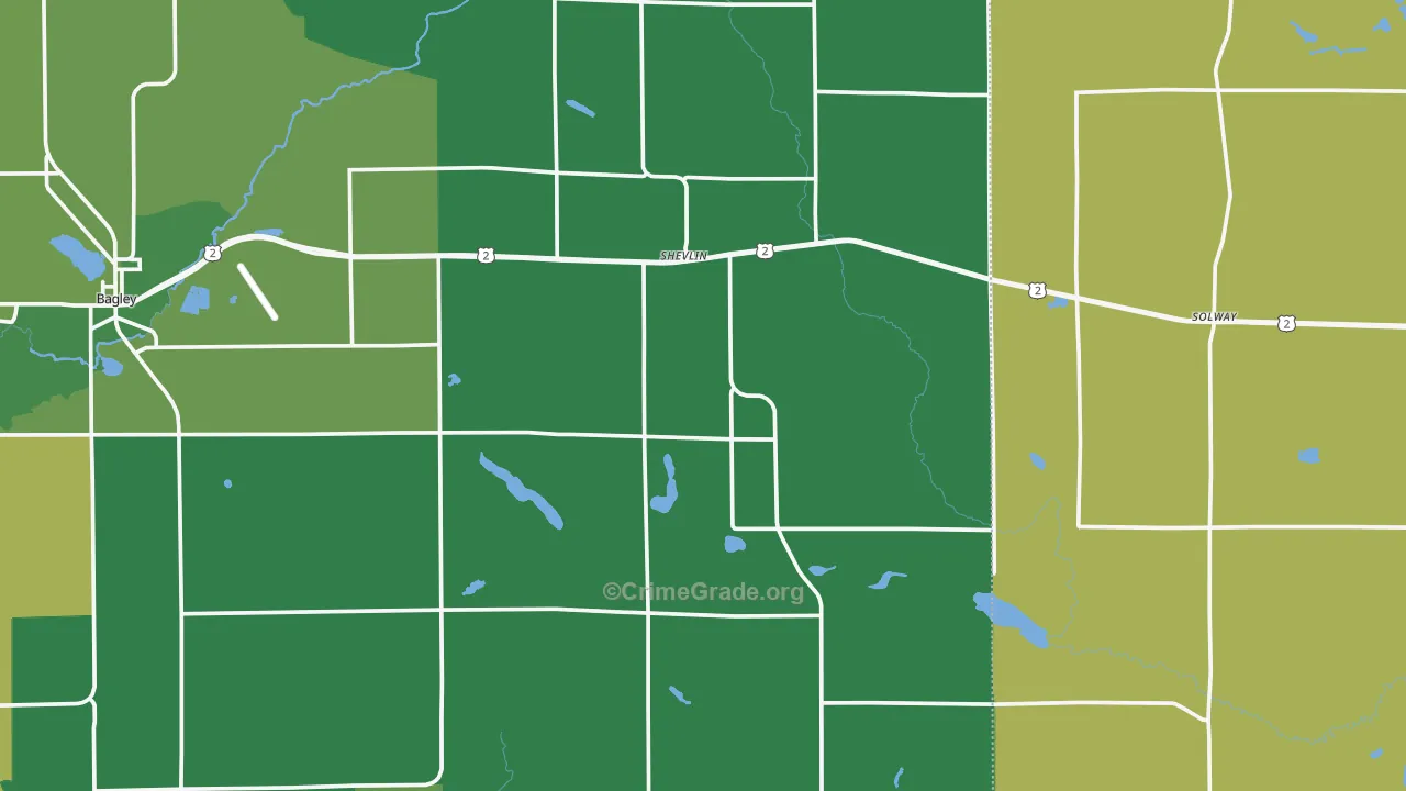 Shevlin, MN Map of Vehicle Theft Rates