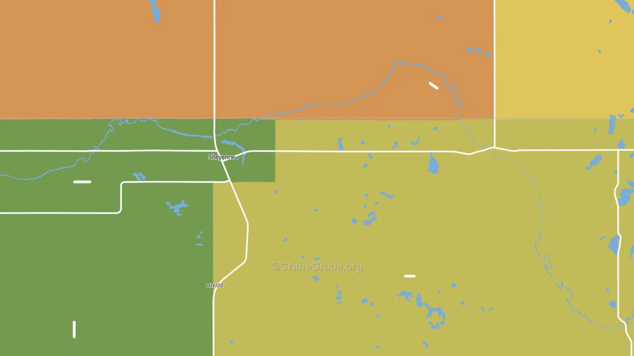 Sheyenne, ND Map of Vehicle Theft Rates