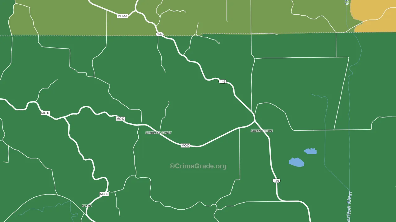 Shibleys Point, MO Map of Vehicle Theft Rates