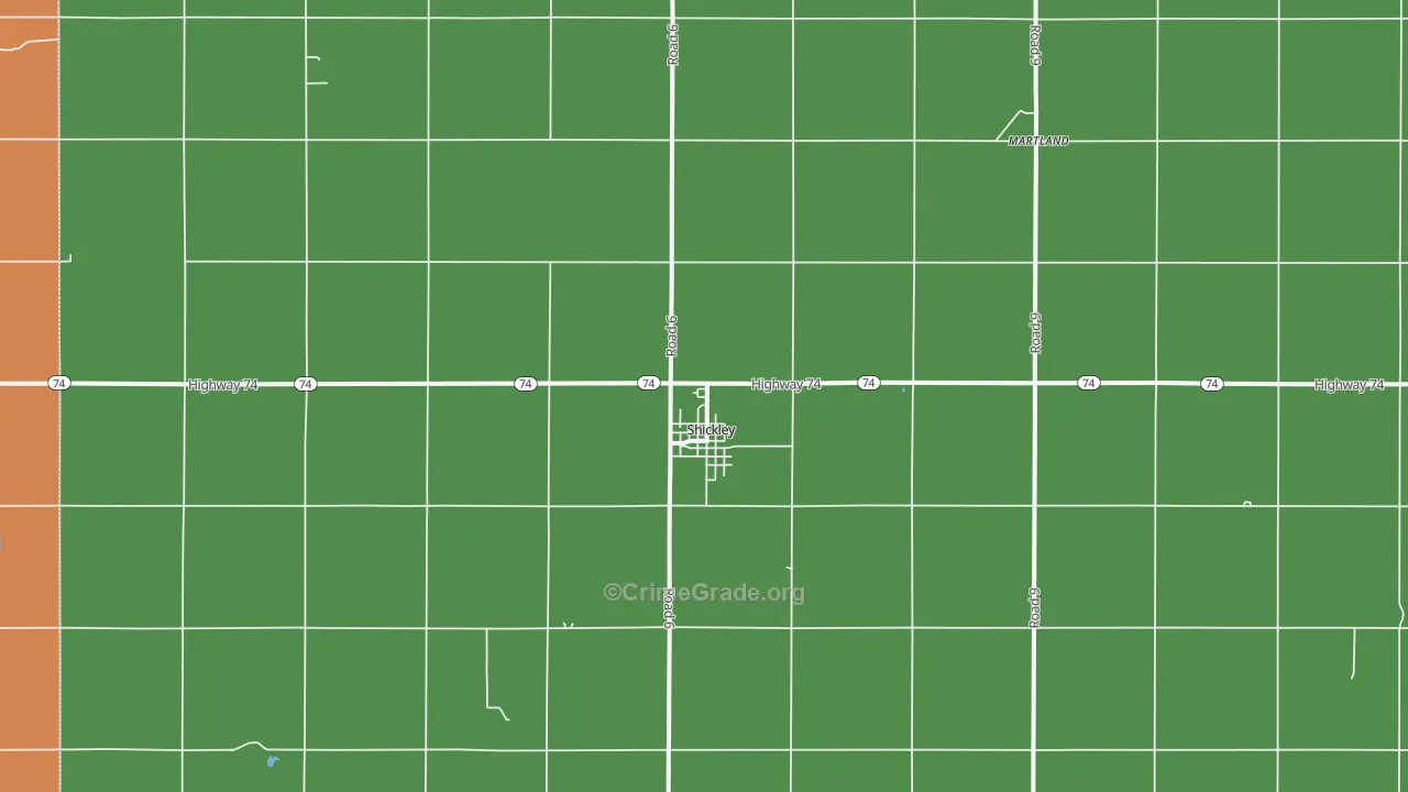 Shickley, NE Map of Vehicle Theft Rates