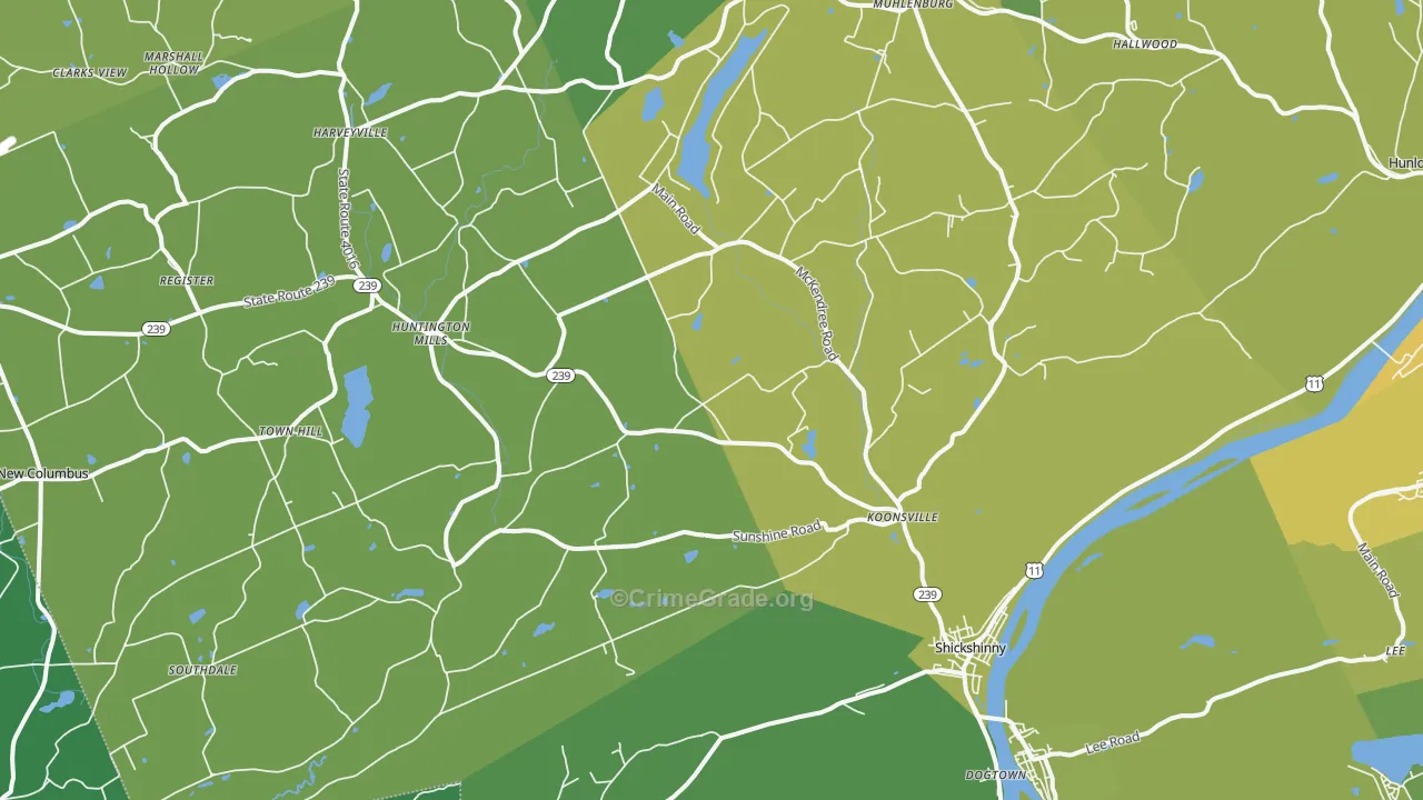 Shickshinny, PA Map of Vehicle Theft Rates