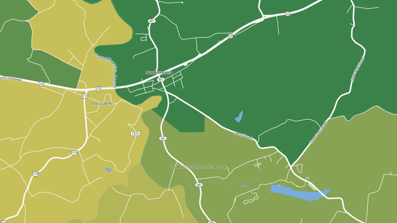 Shieldsburg, PA Map of Vehicle Theft Rates