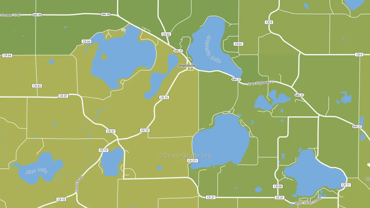 Shieldsville, MN Map of Vehicle Theft Rates